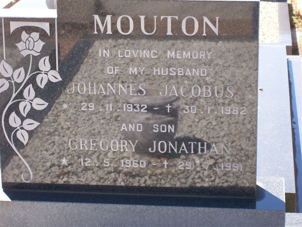 MOUTON Johannes Jacobus 1931-1982 :: MOUTON Gregory Jonathan 1960-1991