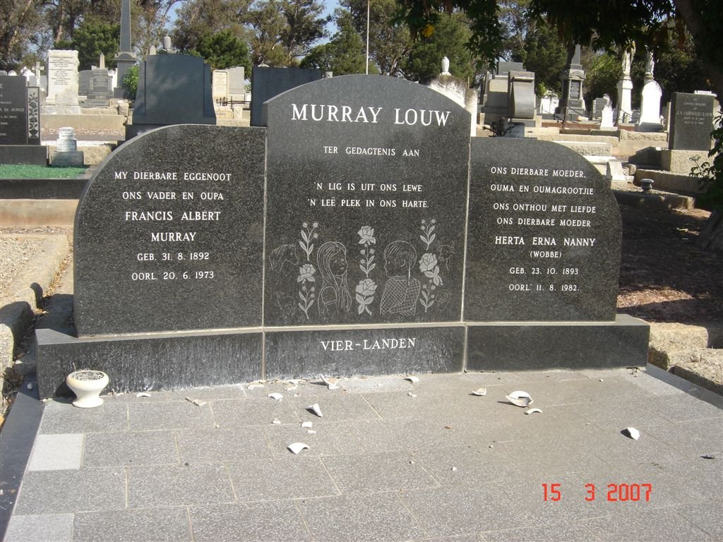 MURRAY LOUW Francois Albert 1892-1973 &amp; Herta Erna Nanny WOBBE 1893-1982
