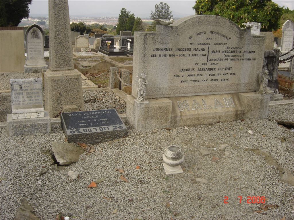 MALAN Johannes J. 1874-1941 &amp; Maria M. J. MOSTERT 1876-1961