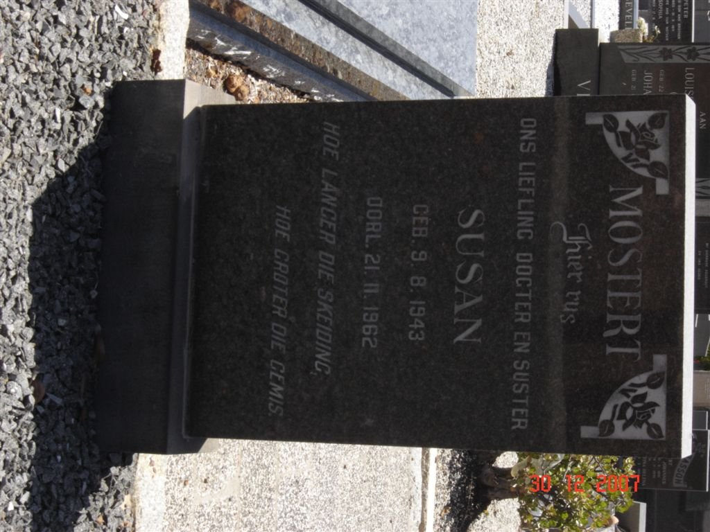 MOSTERT Susan 1943-1962