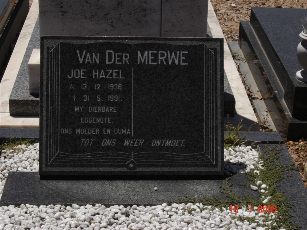 MERWE Joe Hazel, van der 1936-1991