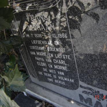 MARAIS Frans Adriaan 1936-1986