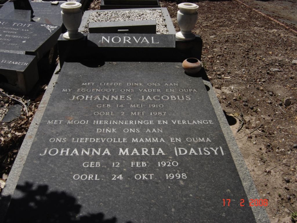NORVAL Johannes Jacobus 1910-1987 &amp; Johanna Maria 1920-1998