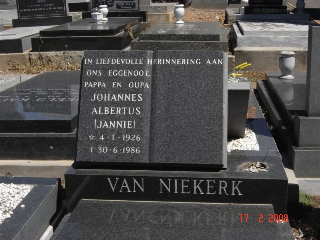 NIEKERK Johannes Albertus, van 1926-1986