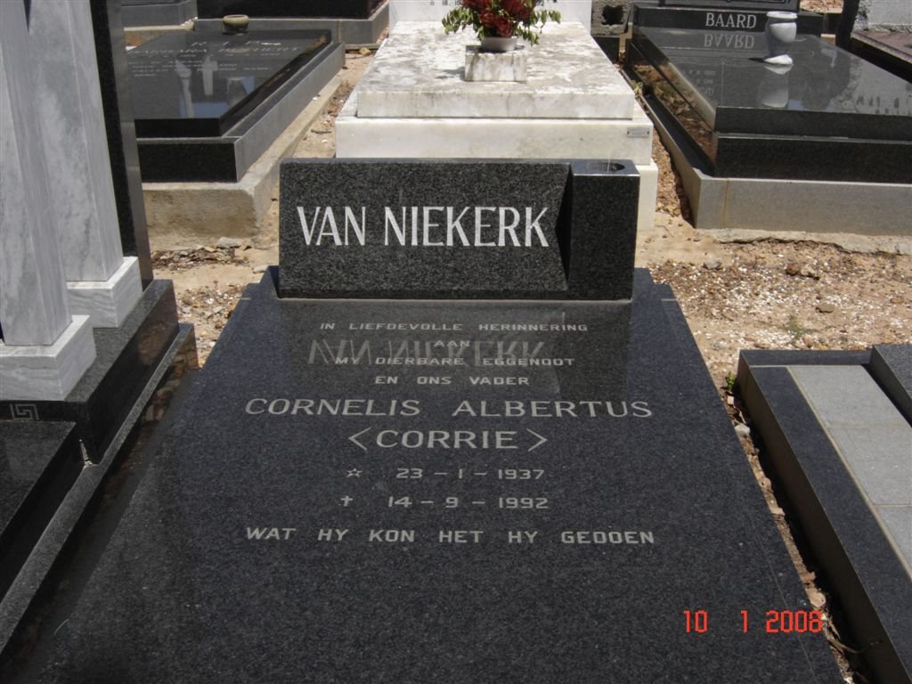 NIEKERK Cornelius Albertus, van 1937-1992