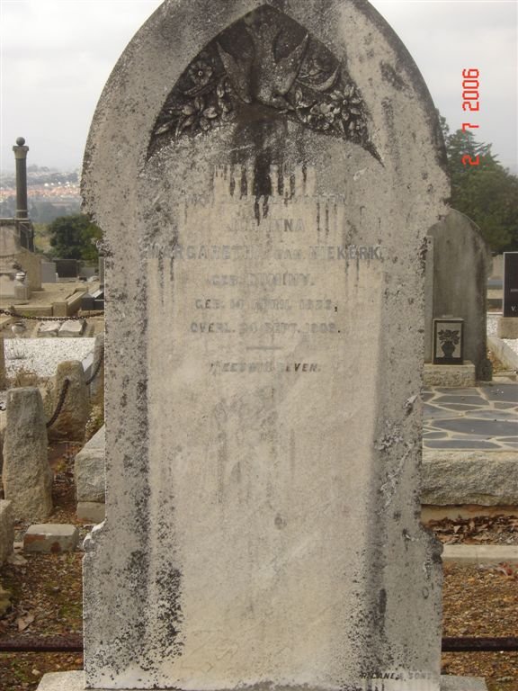 NIEKERK Johanna Margaretha, van nee DUMINY 1823-1902