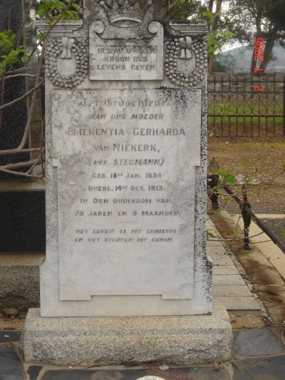 NIEKERK Emerentia Gerharda, van nee STEMANN 1834-1913