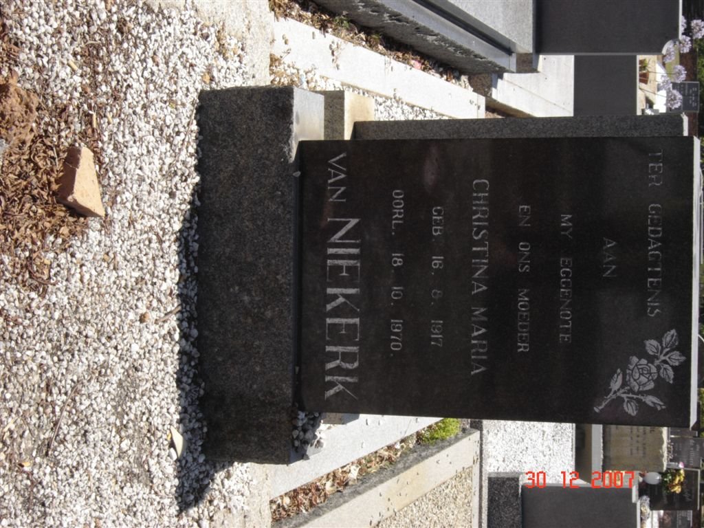 NIEKERK Christina Maria, van 1917-1970
