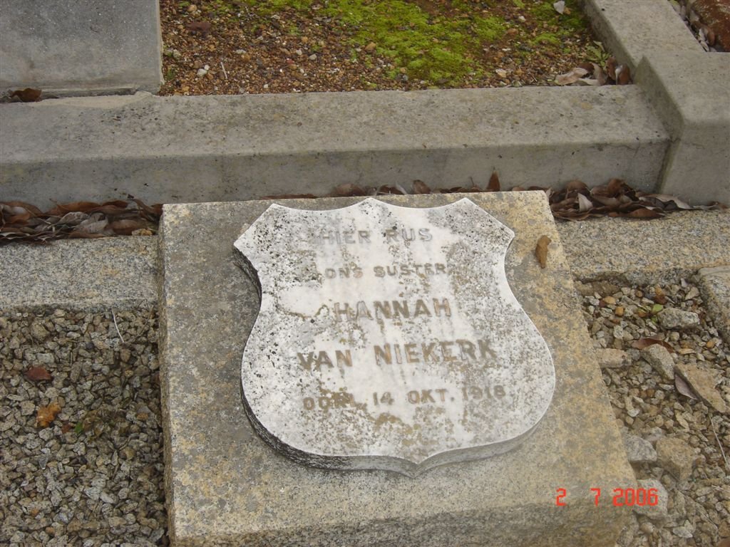 NIEKERK Hanna, van -1918