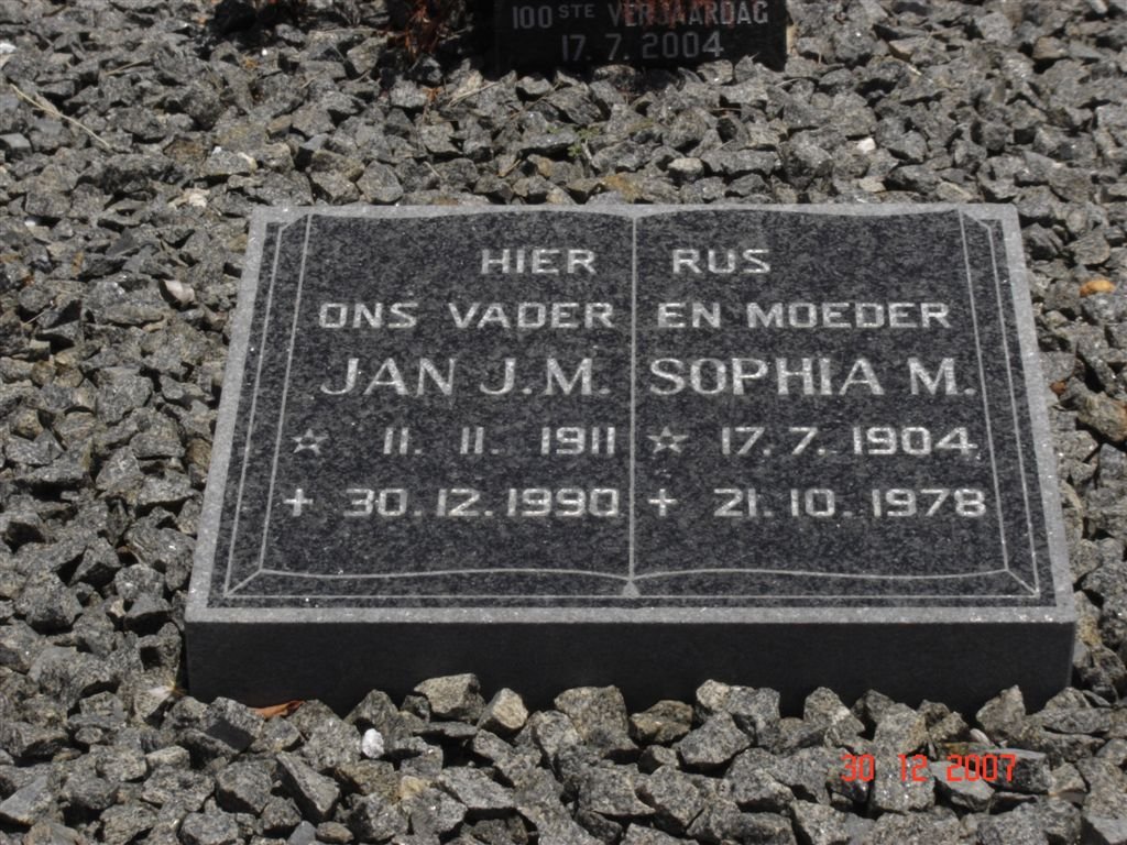 NIEKERK Jan J.M., van 1911-1990 &amp; Sophia M. 1904-1978