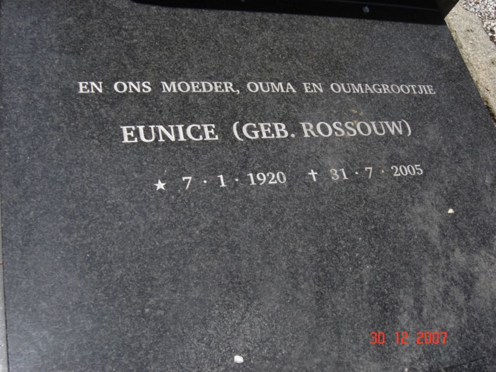 NIEKERK, Eunice van nee ROSSOUW 1920-2005
