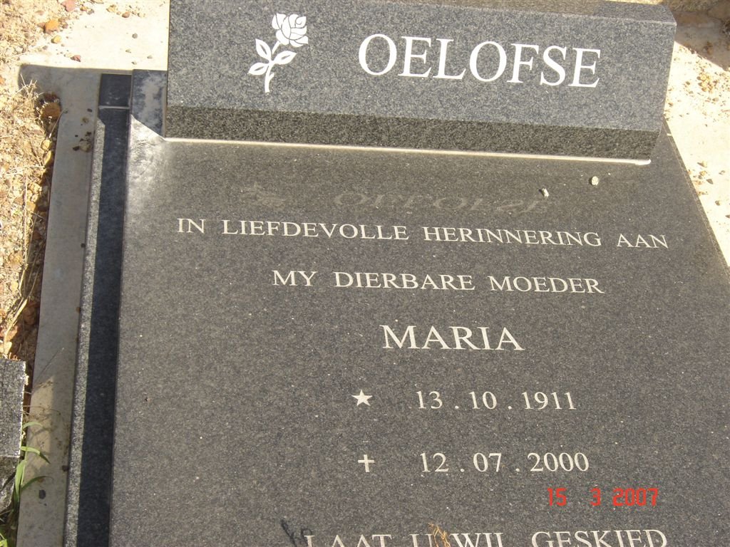 OELOFSE Maria 1911-2000