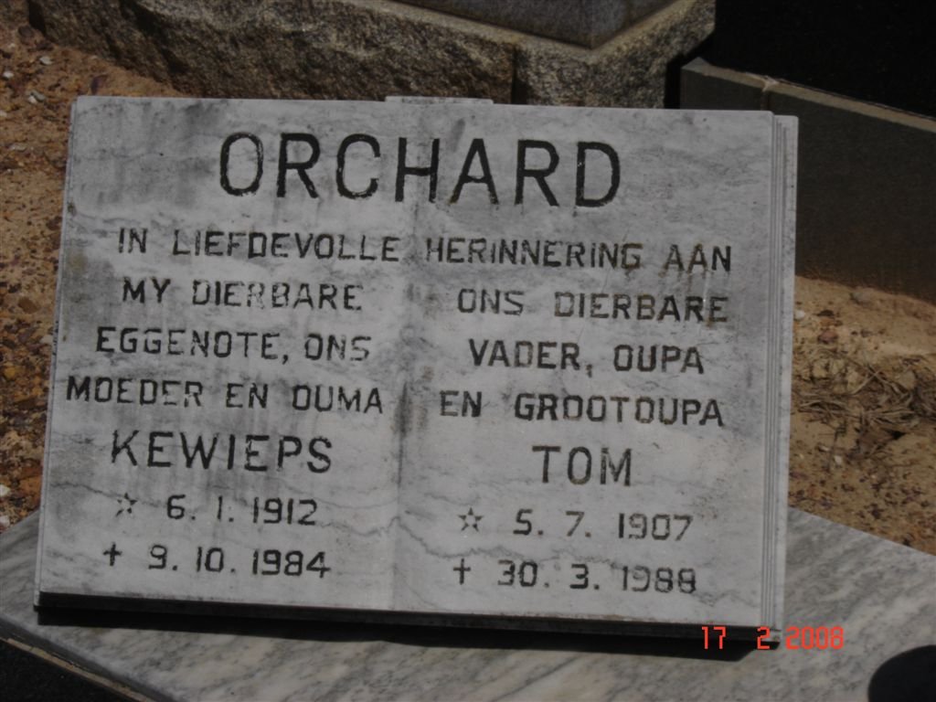 ORCHARD Tom 1907-1988 &amp; Kewieps 1912-1984
