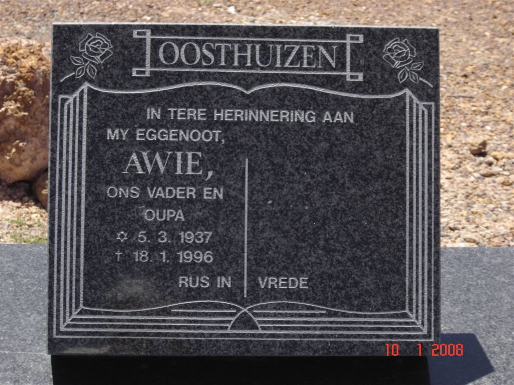 OOSTHUIZEN Awie 1937-1996