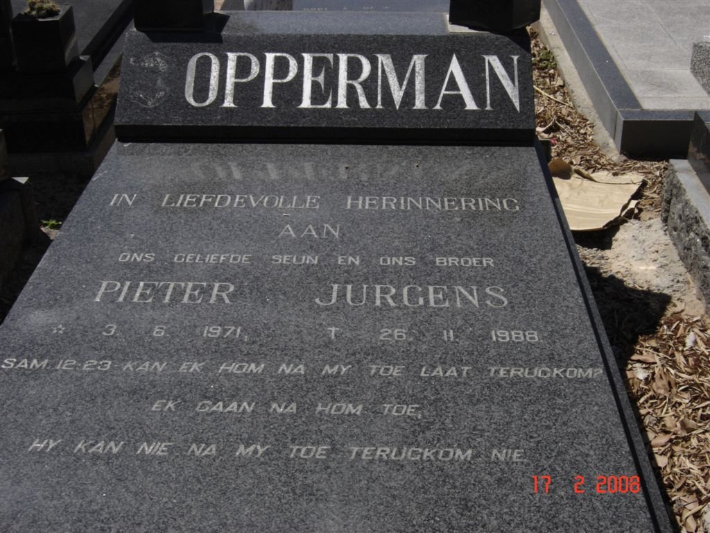 OPPERMAN Pieter Jurgens 1971-1988