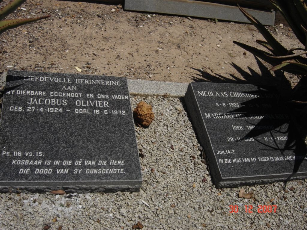 OLIVIER Jacobus 1924-1972 :: KOCH Nicolaas Christoffel 1905-1999 &amp; Margaretha Johanna THEUNISSEN 1906-2000