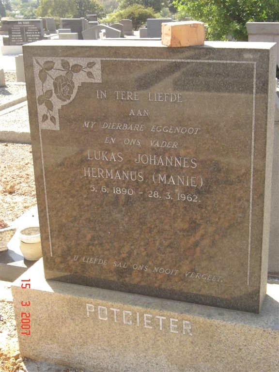 POTGIETER Lukas Johannes Hermanus 1890-1962
