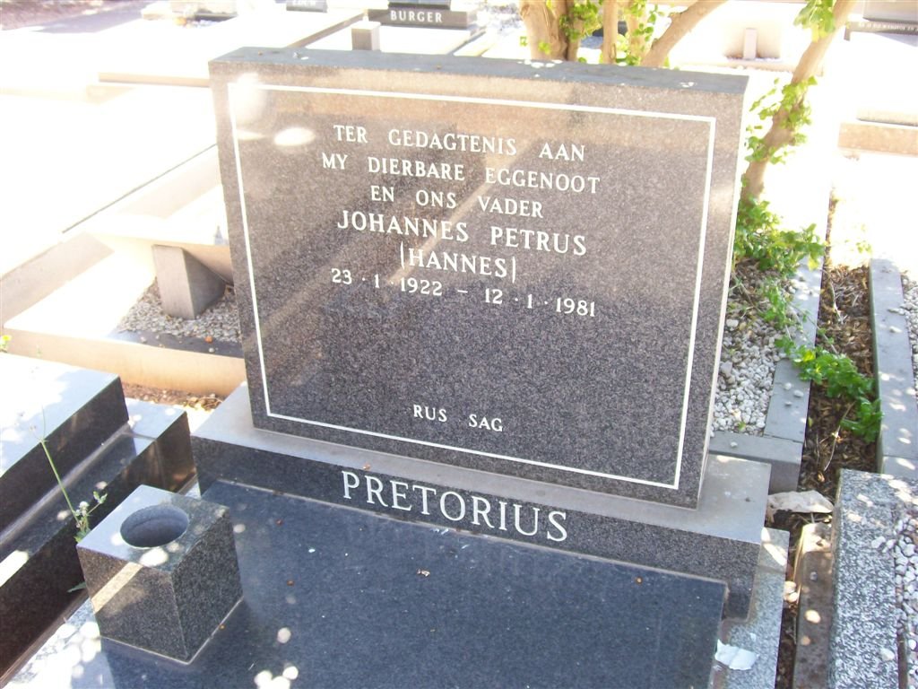 PRETORIUS Johannes Petrus 1922-1981