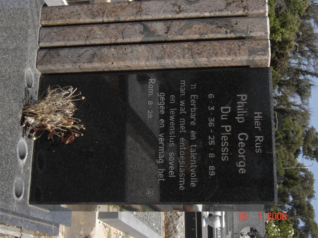 PLESSIS Philip George, du 1936-1989