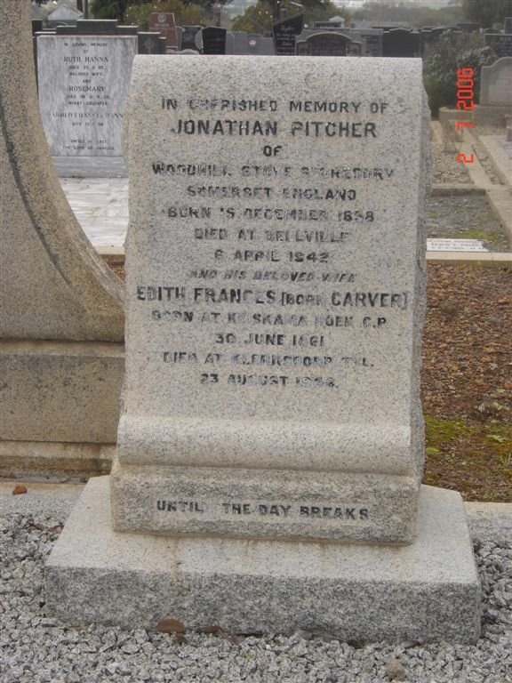 PITCHER Jonathan 18?8-1942 &amp; Edith Frances CARVER 1861-19??