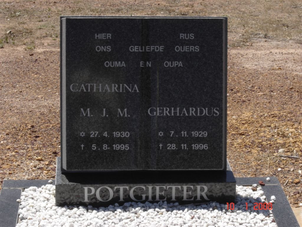 POTGIETER Gerhardus 1929-1996 &amp; Catharina M.J.M. 1930-1995