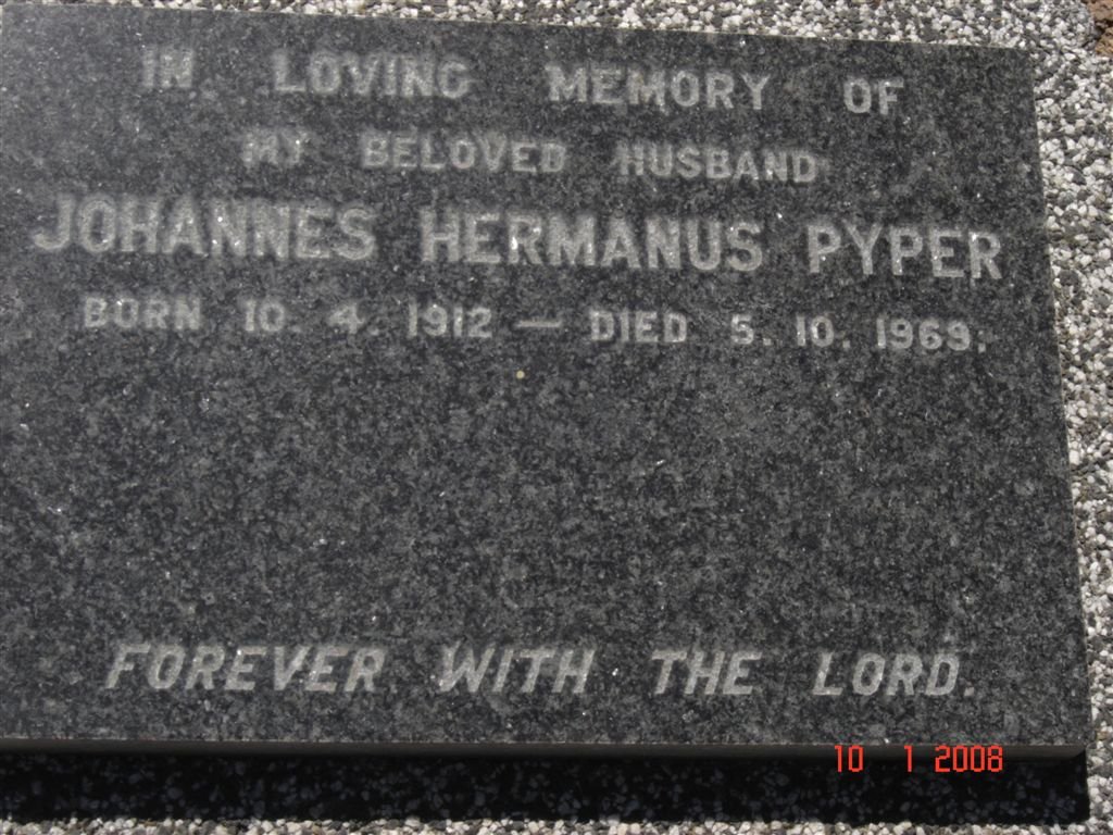 PYPER Johannes Hermanus 1912-1969