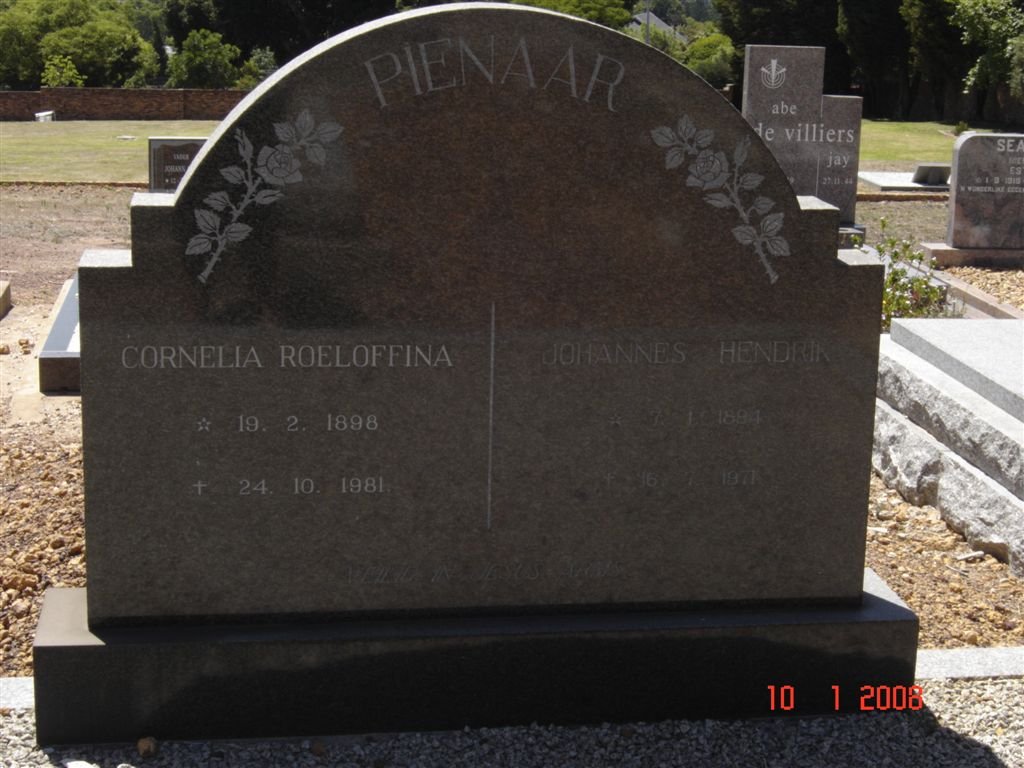 PIENAAR Johannes Hendrik 1894-1971 &amp; Cornelia Roeloffina 1898-1981