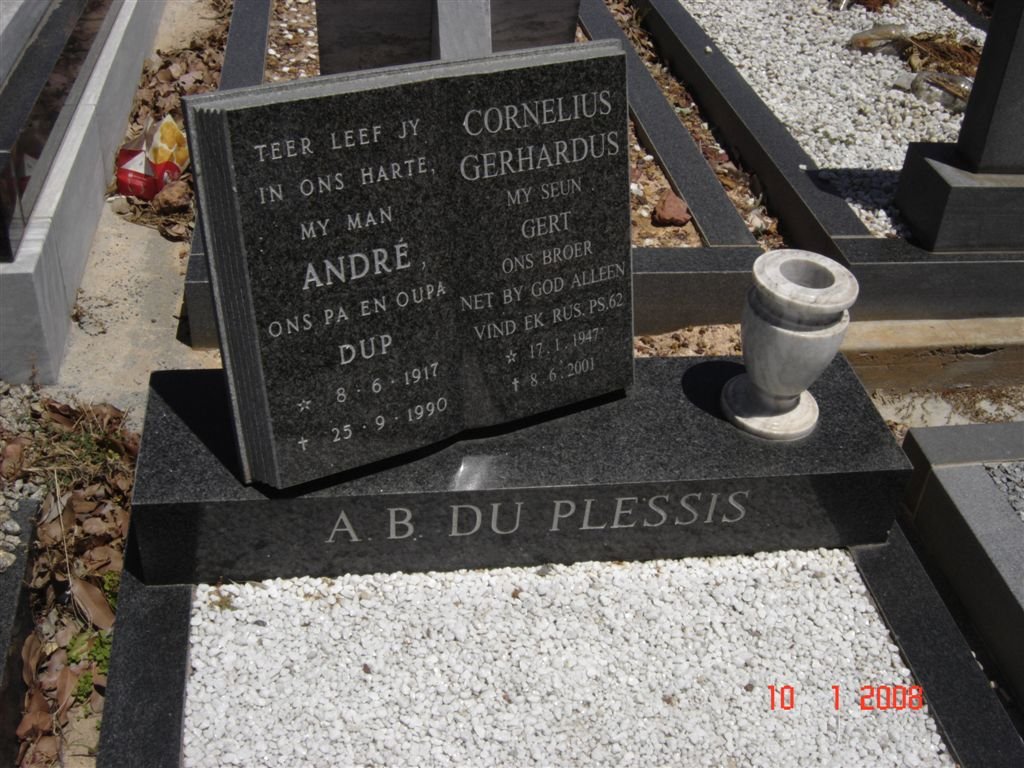 PLESSIS André, du 1917-1990 :: DU PLESSIS Cornelius Gerhardus 1947-2001