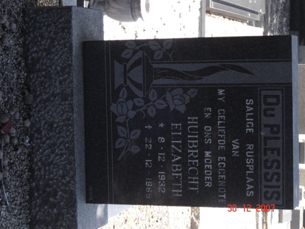 PLESSIS Huibrecht Elizabeth, du 1932-1969