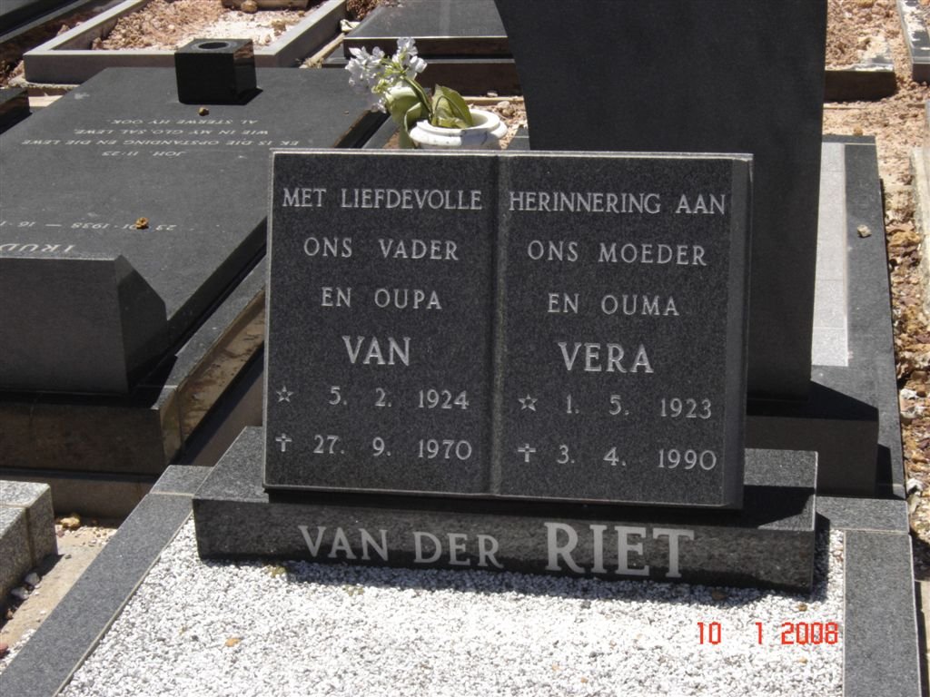 RIET Van, van der 1924-1970 &amp; Vera 1923-1990