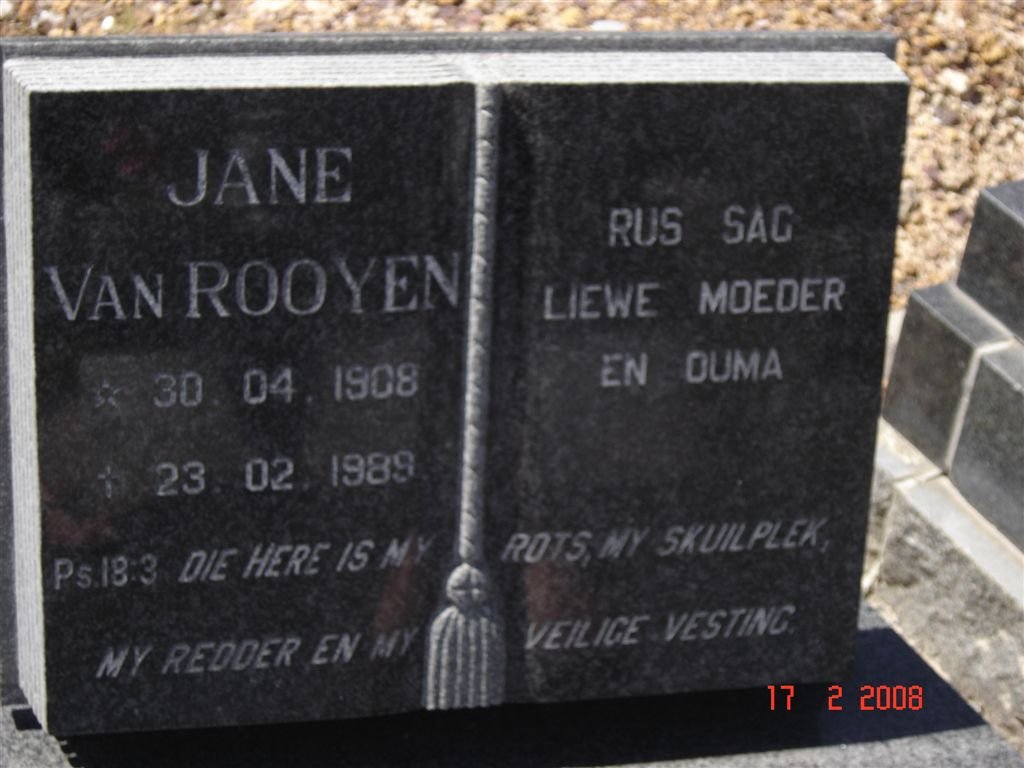 ROOYEN Jane, van 1908-1989