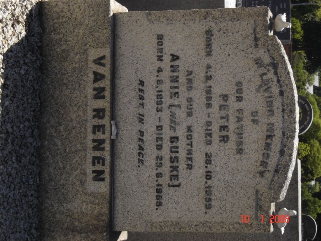 RENEN Peter, van 1888-1959 &amp; Annie BUSKE 1893-1965