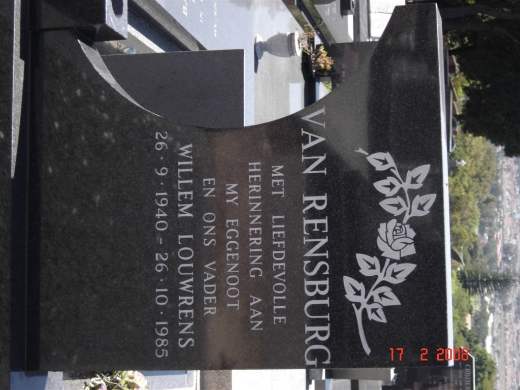 RENSBURG Willem Louwrens, van 1940-1985