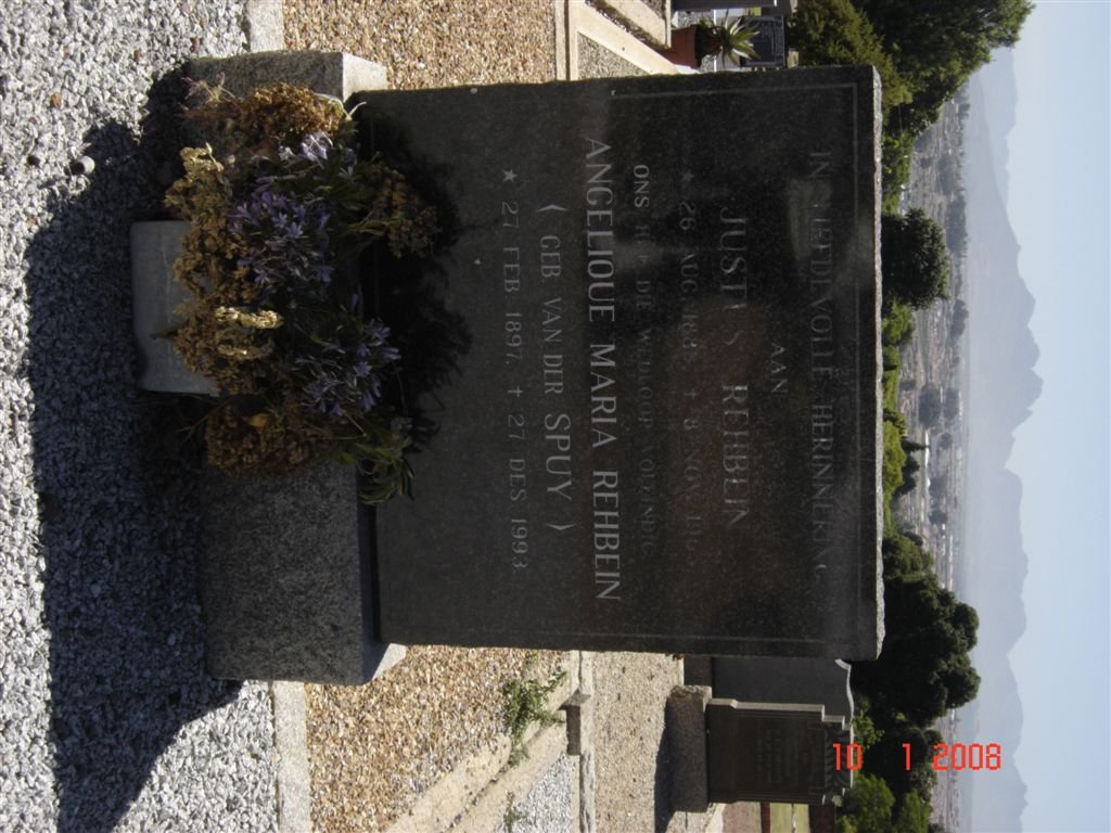 REHBEIN Justus 1888-1965 &amp; Angelique Maria VAN DER SPUY 1897-1993