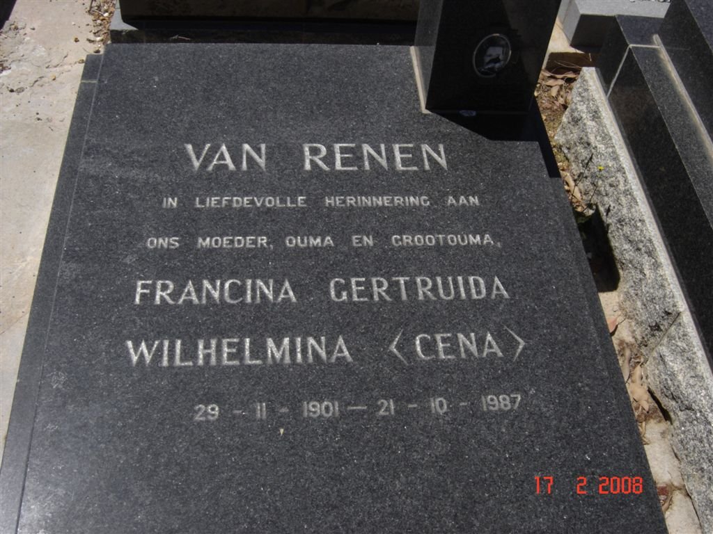 RENEN Francina Gertruida Wilhelmina, van 1901-1987
