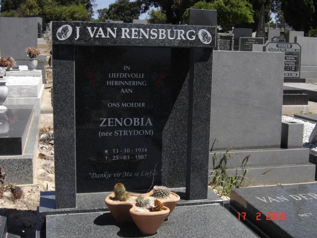RENSBURG Zenobia, J. van nee STRYDOM 1934-1987