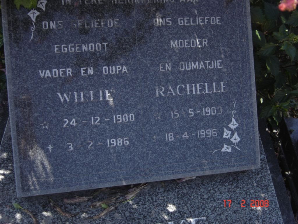 REINEKE Willie 1900-1986 &amp; Rachelle 1903-1996