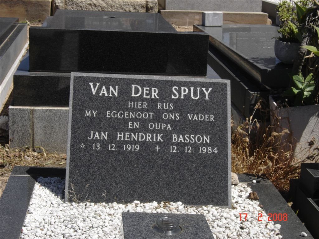 SPUY Jan Hendrik Basson, van der 1919-1984