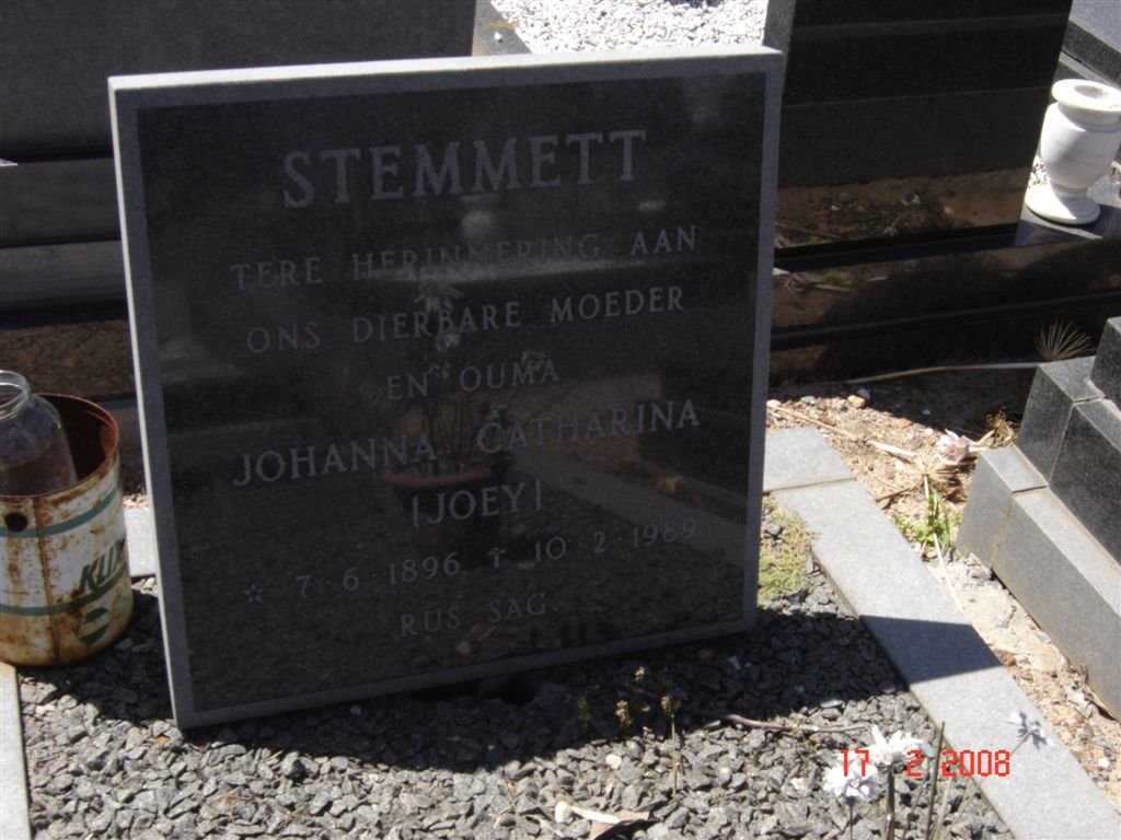 STEMMETT Johanna Catharina 1896-1989