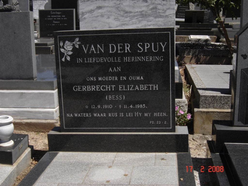SPUY Gerbrecht Elizabeth, van der 1910-1985