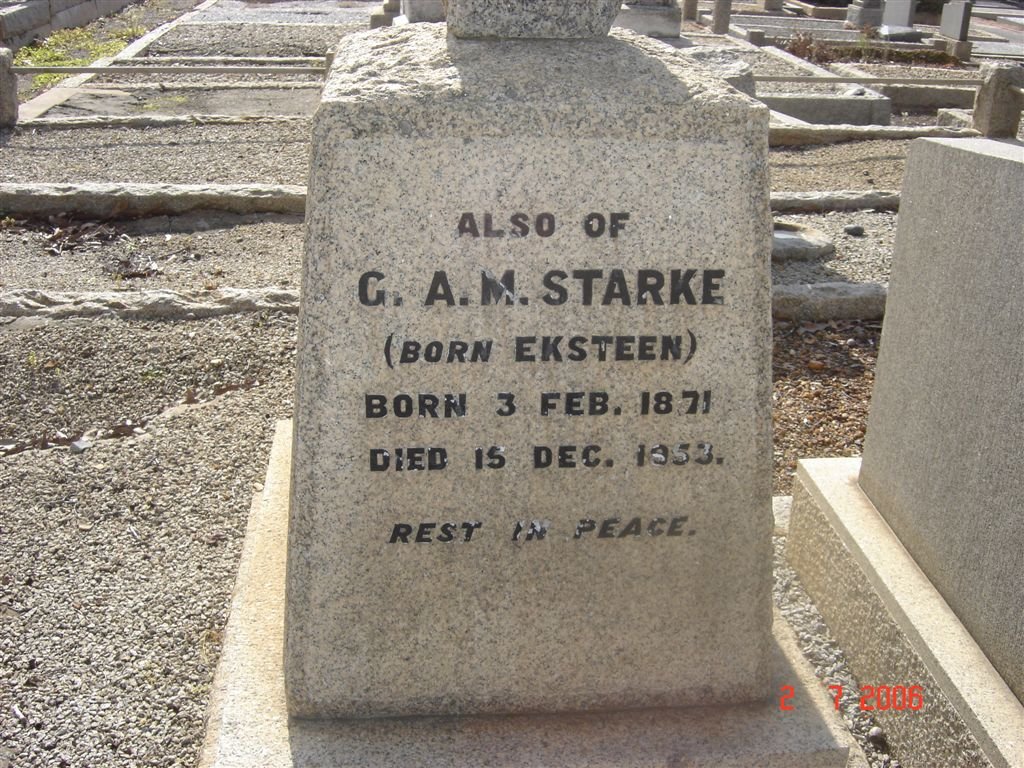 STARKE G.A.M. nee EKSTEEN 1871-1953