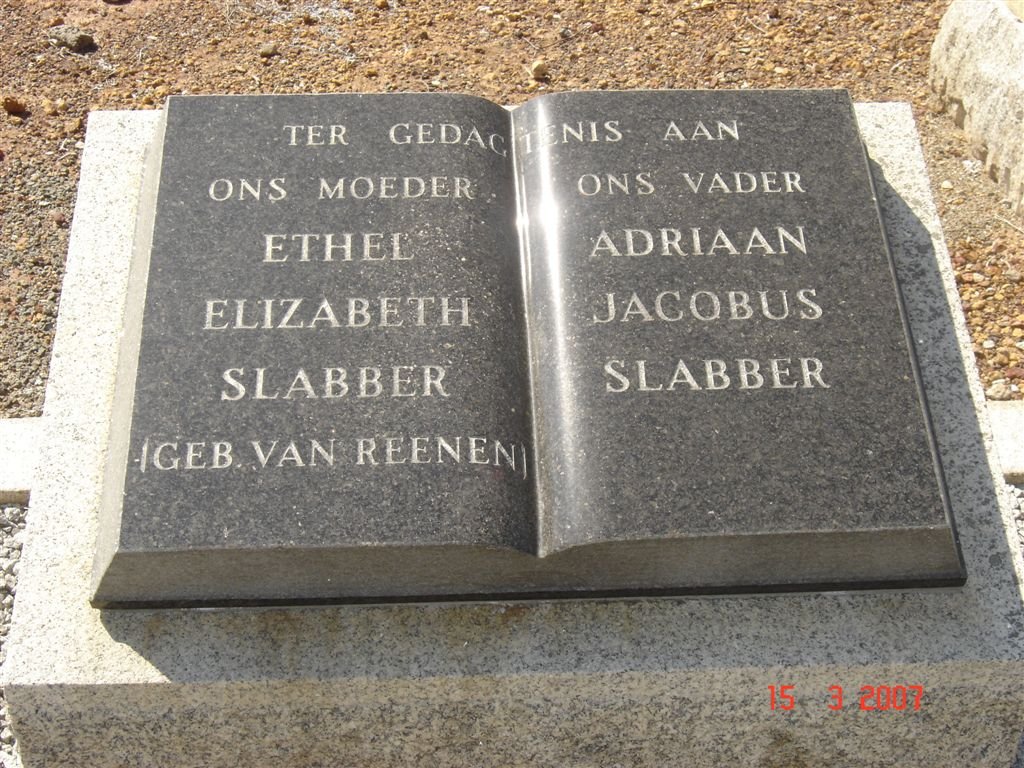 SLABBER Adriaan Jacobus &amp; Ethel Elizabeth VAN REENEN