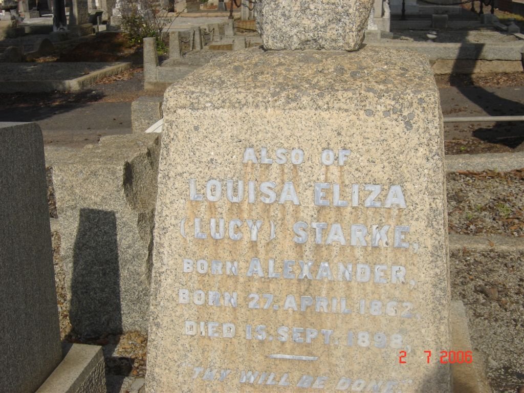 STARKE Louisa Eliza nee ALEXANDER 1862-1898