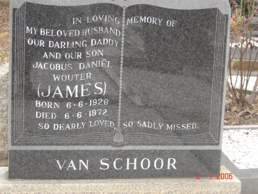 SCHOOR Jacobus Daniel Wouter, van 1926-1972