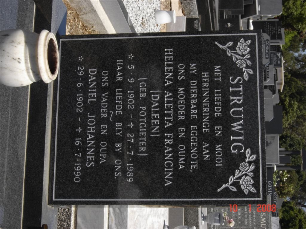 STRUWIG Daniel Johannes 1902-1990 &amp; Helena Aletta Francina POTGIETER 1902-1989