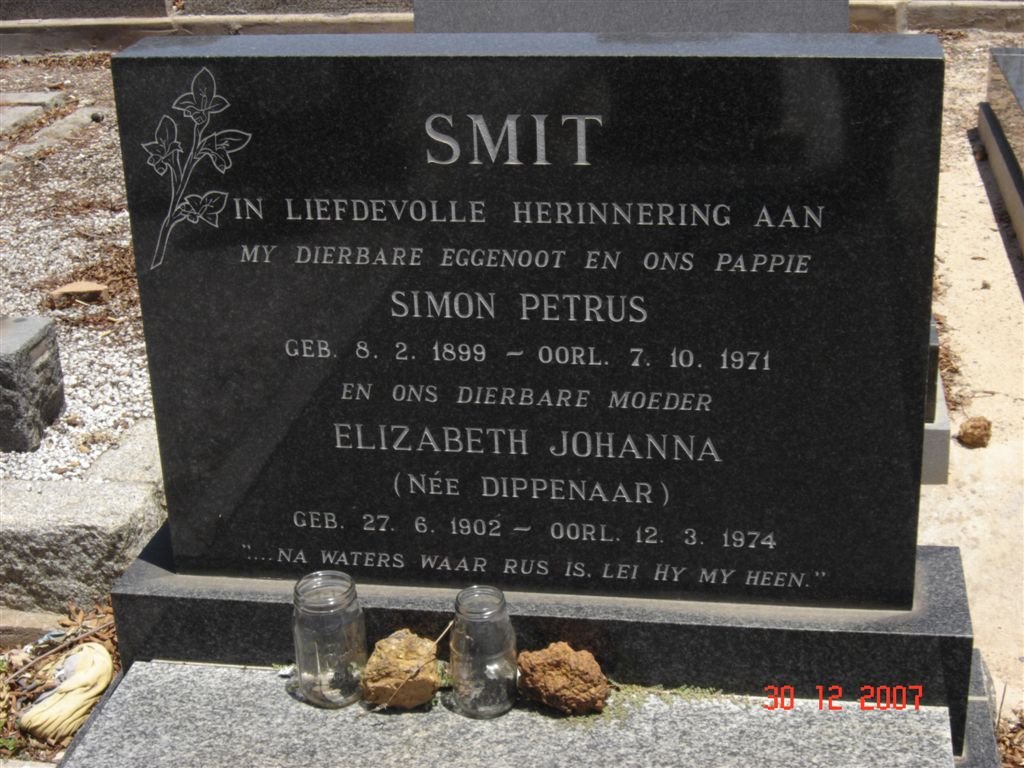 SMIT Simon Petrus 1899-1971 &amp; Elizabeth Johanna DIPPENAAR 1902-1974