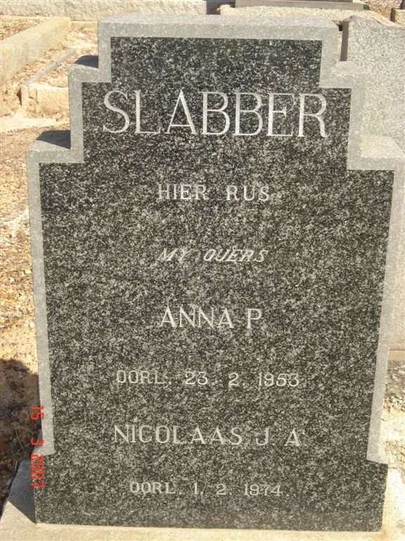SLABBER Nicolaas J.A. - 1974 &amp; Anna P. -1953
