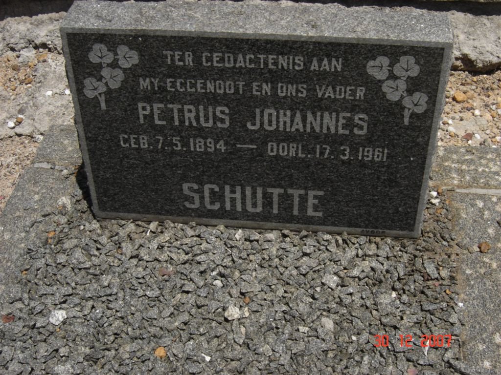SCHUTTE Petrus Johannes 1894-1961