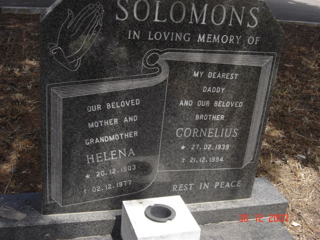 SOLOMONS Helena 1903-1977 :: SOLOMONS Cornelius  1939-1994