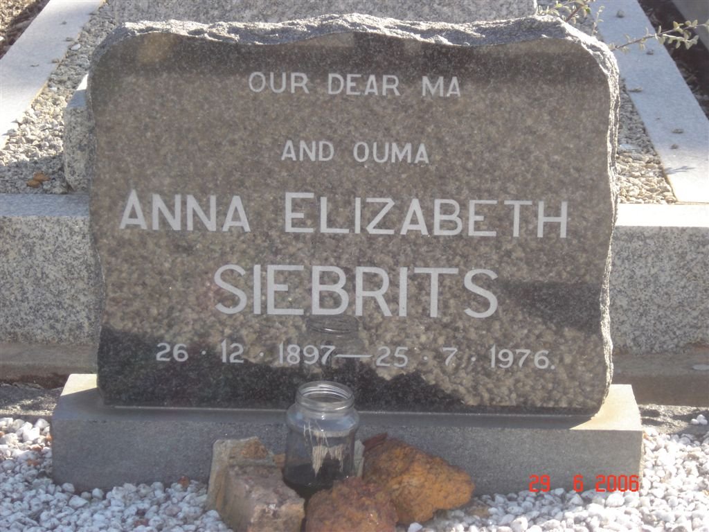 SIEBRITS Anna Elizabeth 1897-1976